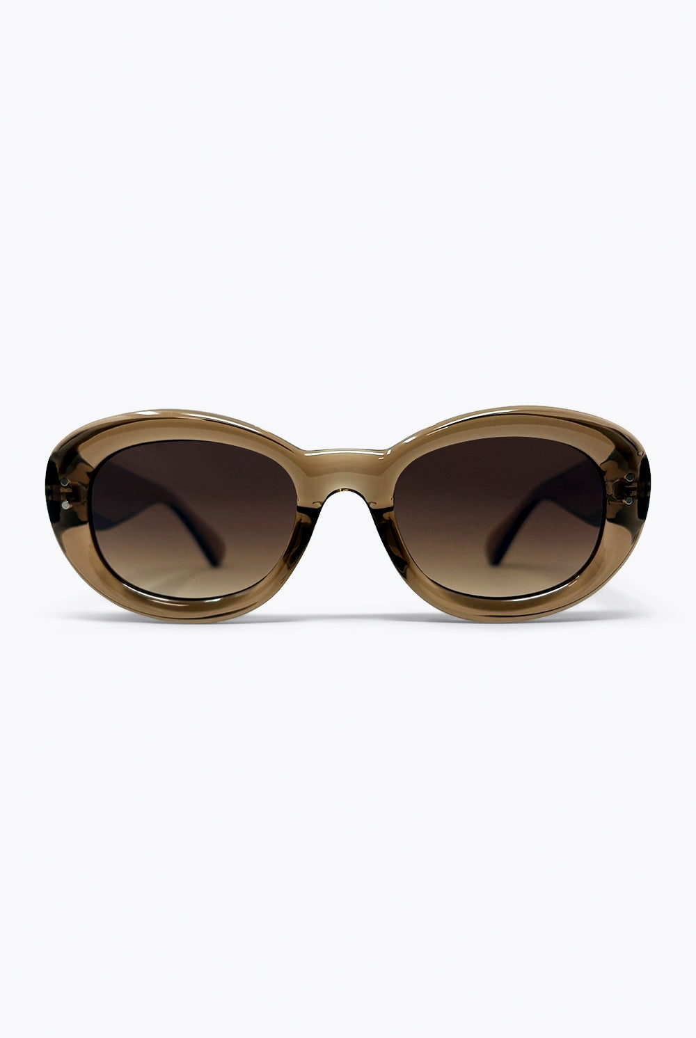 Q2 Lunettes de soleil à monture ovale marron en acétate translucide avec verres dégradés