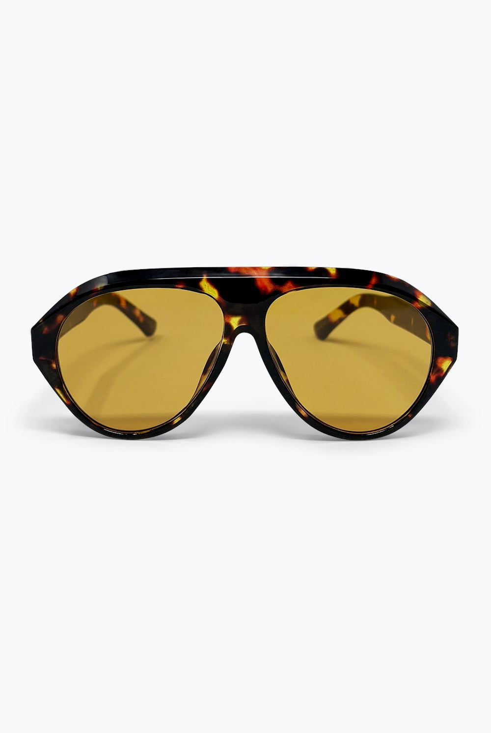 Q2 Lunettes de soleil aviateur marron écaille avec verres ambrés