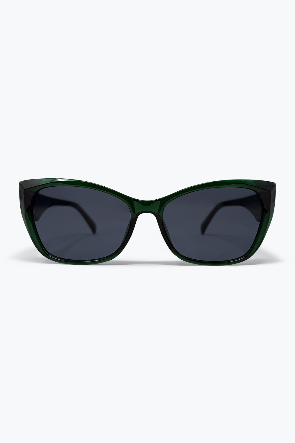 Q2 Lunettes de soleil classiques à monture épaisse œil de chat vert brillant