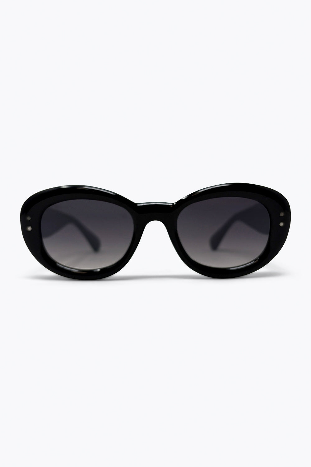 Q2 Lunettes de soleil épaisses avec monture ovale noire et verres dégradés