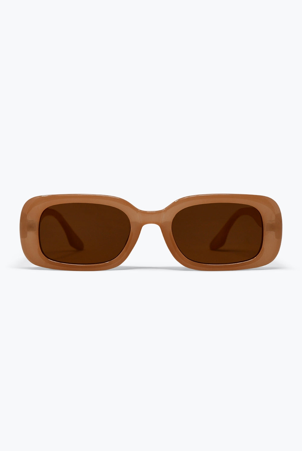 Q2 Lunettes de soleil épaisses avec monture rectangulaire marron finition brillante