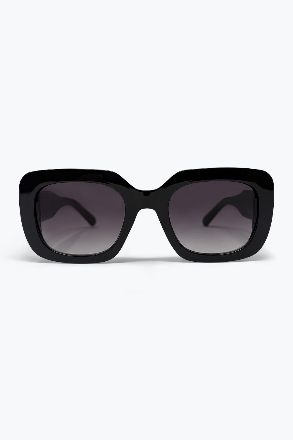 Q2 Lunettes de soleil noires surdimensionnées à monture carrée épaisse et dégradé