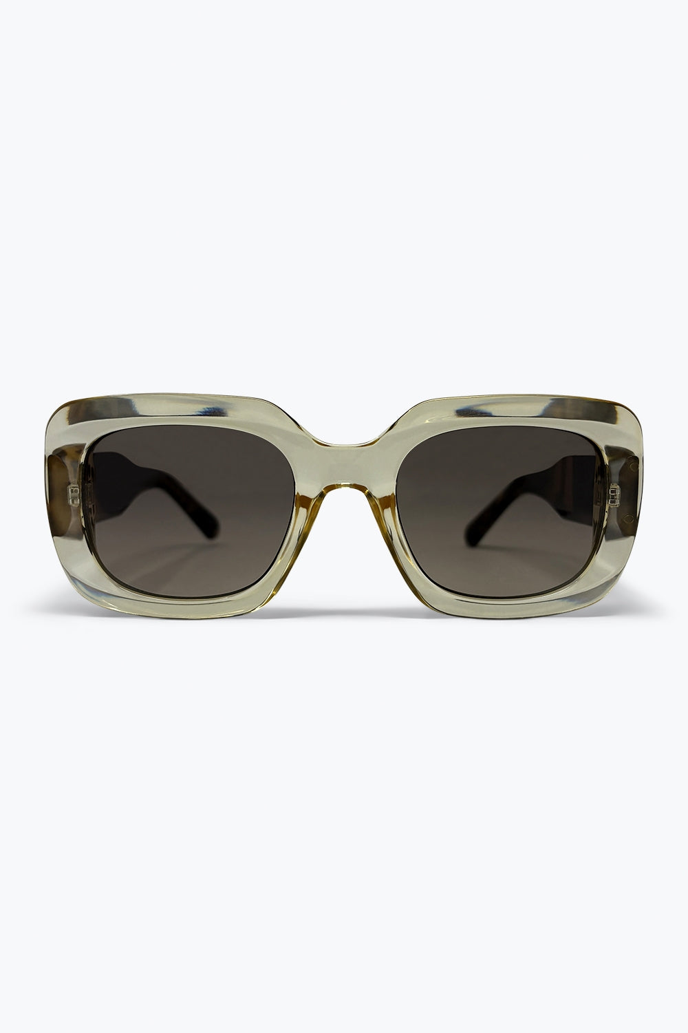 Q2 Lunettes de soleil oversize à monture large en acétate carré kaki avec dégradé
