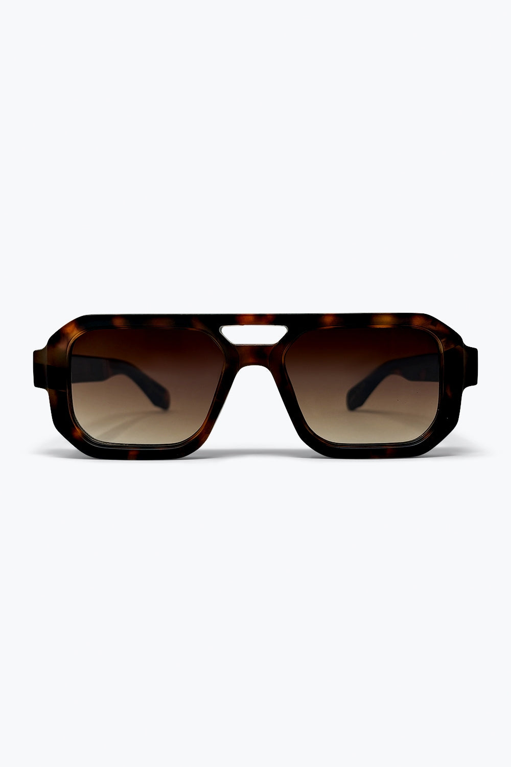Q2 Lunettes de soleil surdimensionnées à monture angulaire en acétate écaille de tortue marron