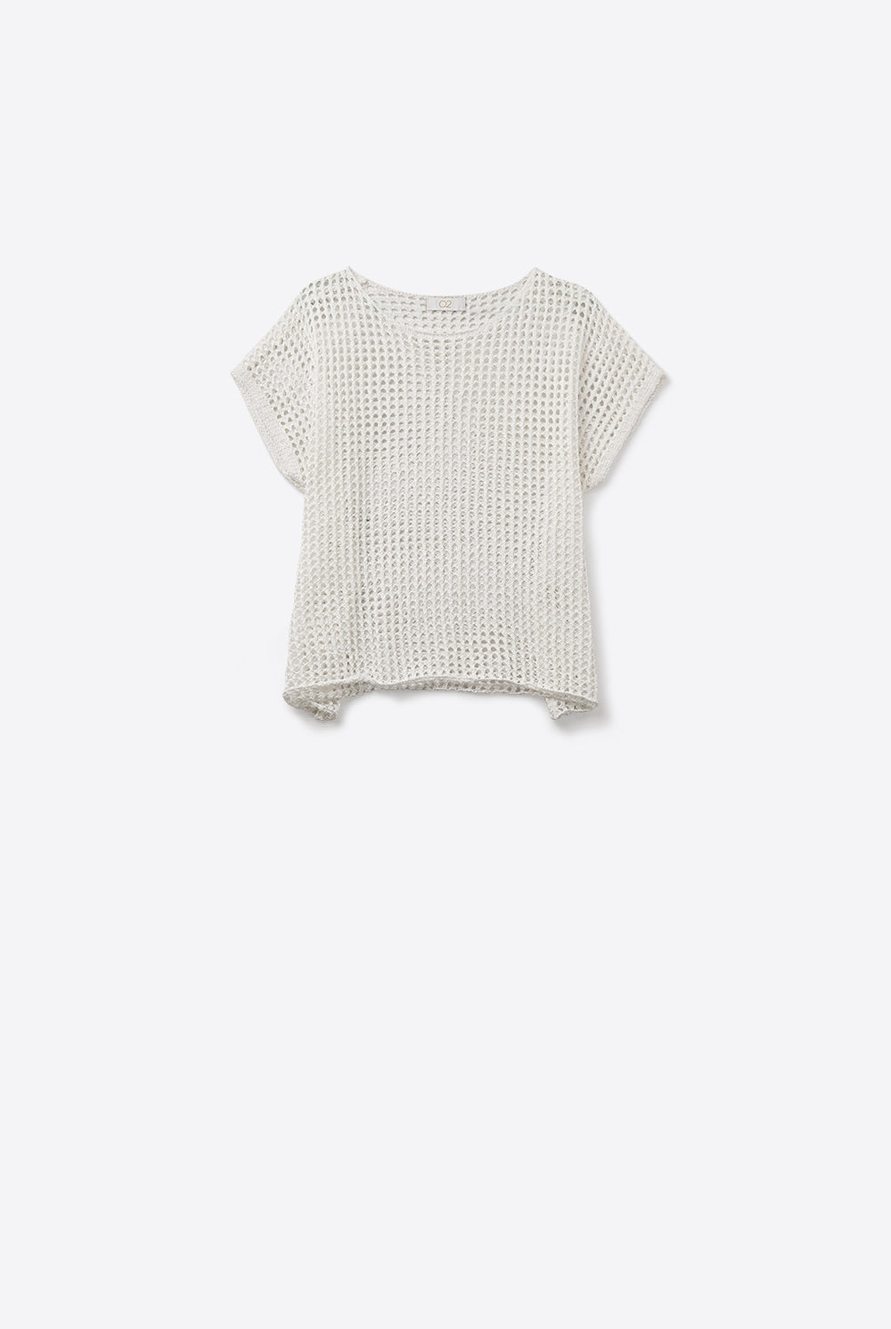 Q2 Open Knit Crochet dropped Sleeved Top in white