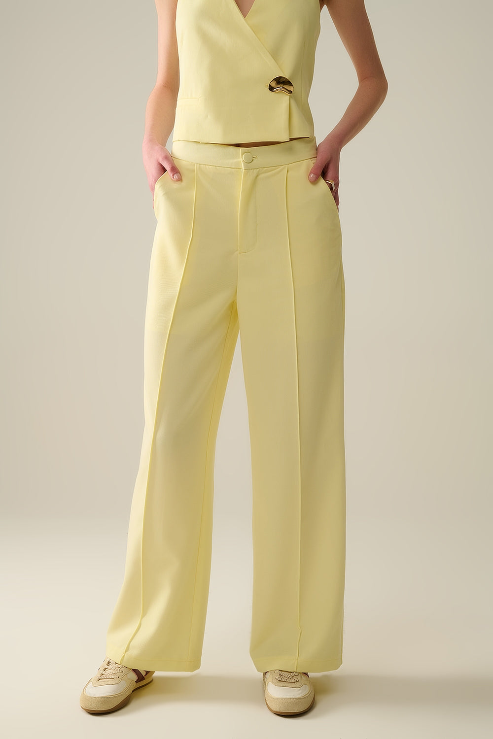 Q2 Pantalon large sur mesure en jaune