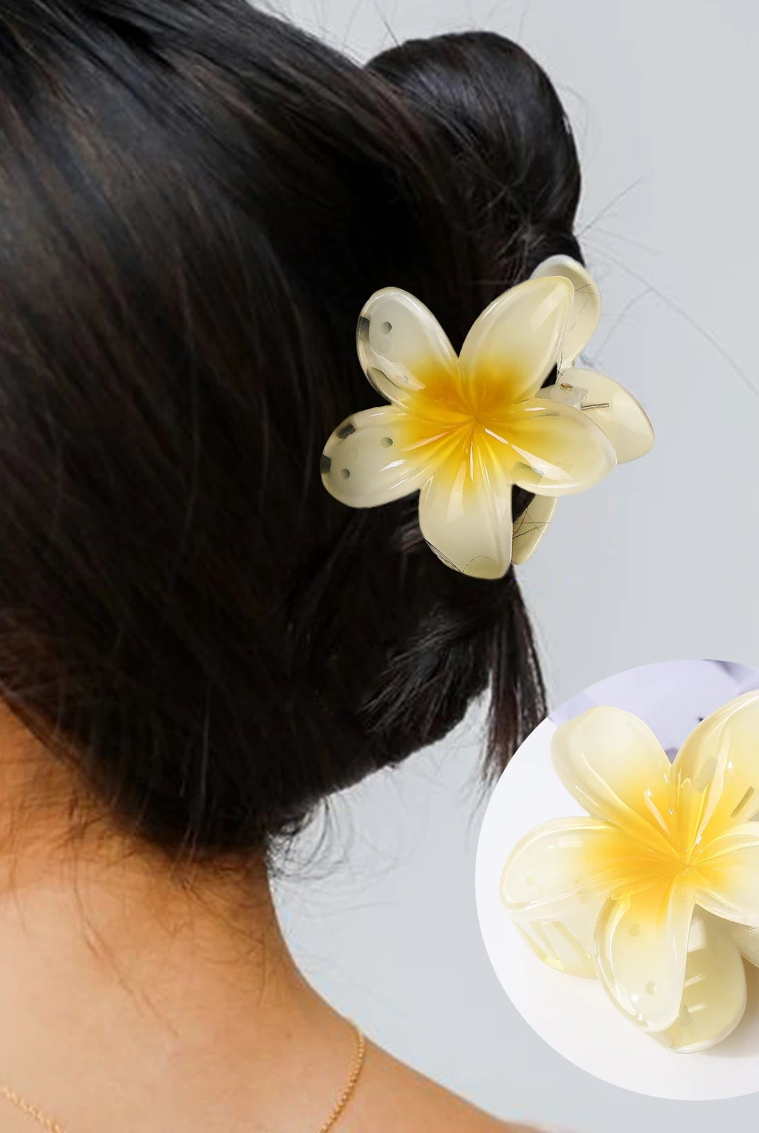 Pince à Cheveux Fleur de Frangipanier – L’Élégance Exotique à Portée de Main - La boutique de Nannye