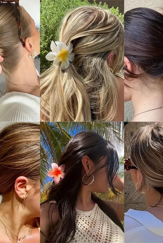 Pince à Cheveux Fleur de Frangipanier – L’Élégance Exotique à Portée de Main - La boutique de Nannye