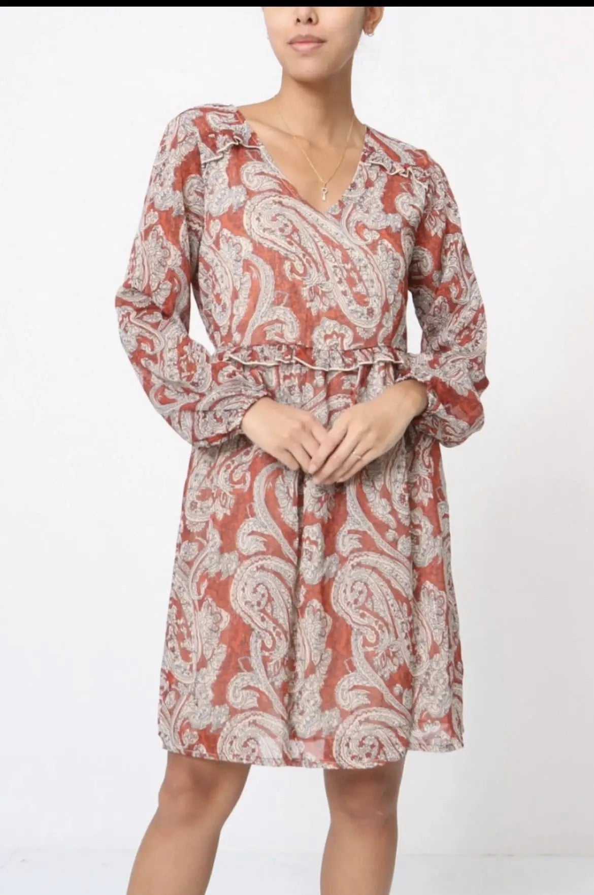 Robe cachemire rouge Linda - La boutique de Nannye