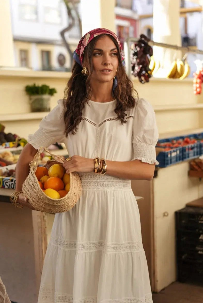 Robe longue blanche Opaline - La boutique de Nannye