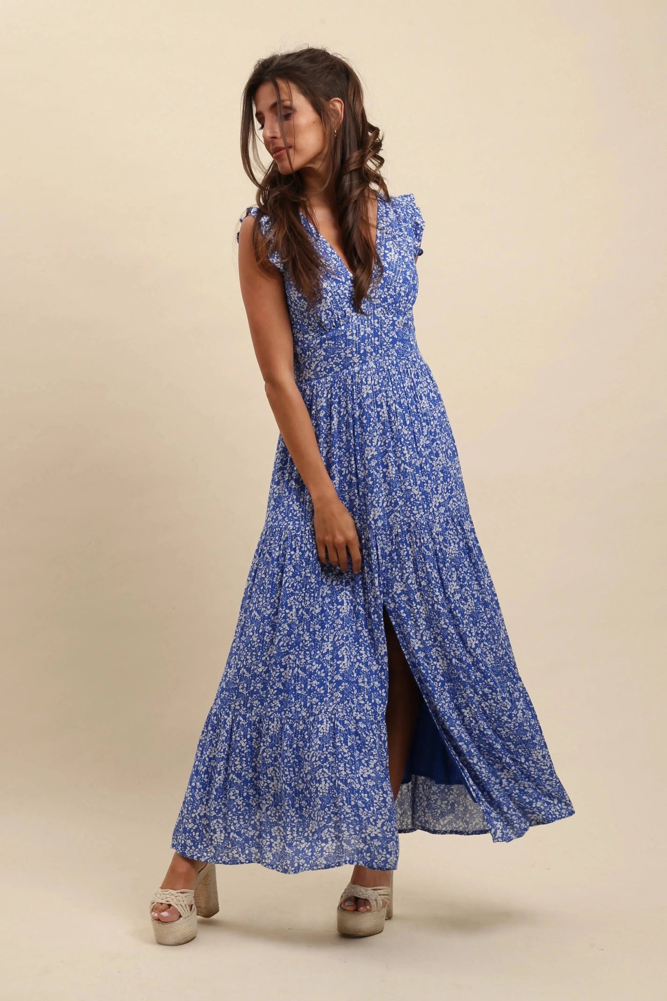 Robe longue imprimée fleurie Peny - La boutique de Nannye