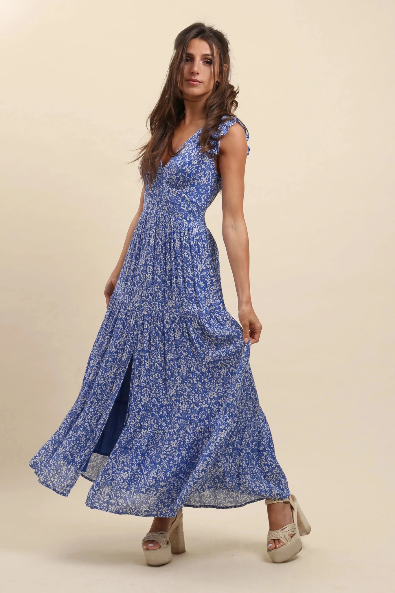 Robe longue imprimée fleurie Peny - La boutique de Nannye