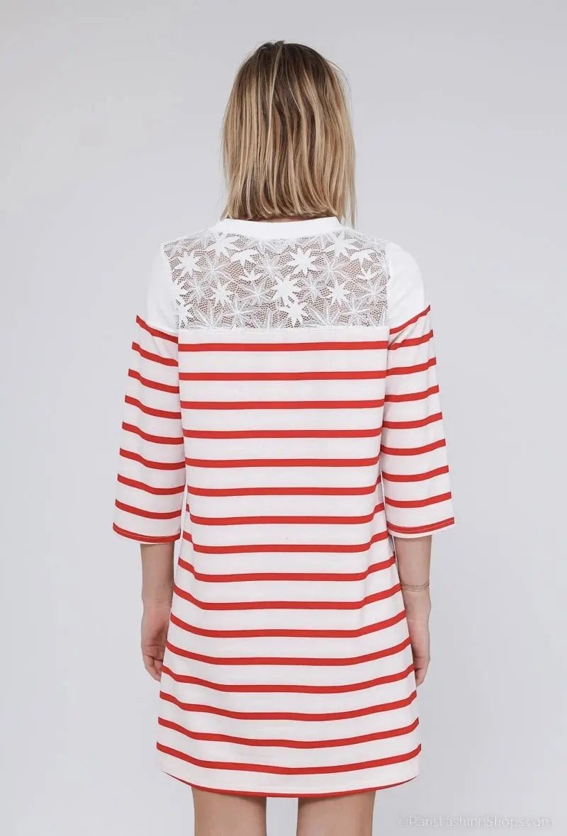 Robe rayée rouge Natacha - La boutique de Nannye