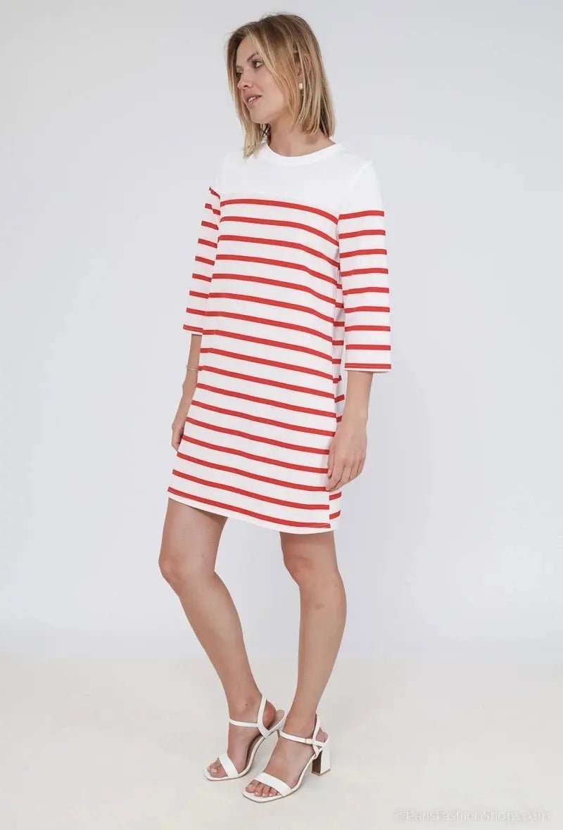 Robe rayée rouge Natacha - La boutique de Nannye