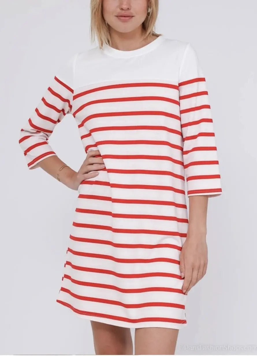 Robe rayée rouge Natacha - La boutique de Nannye