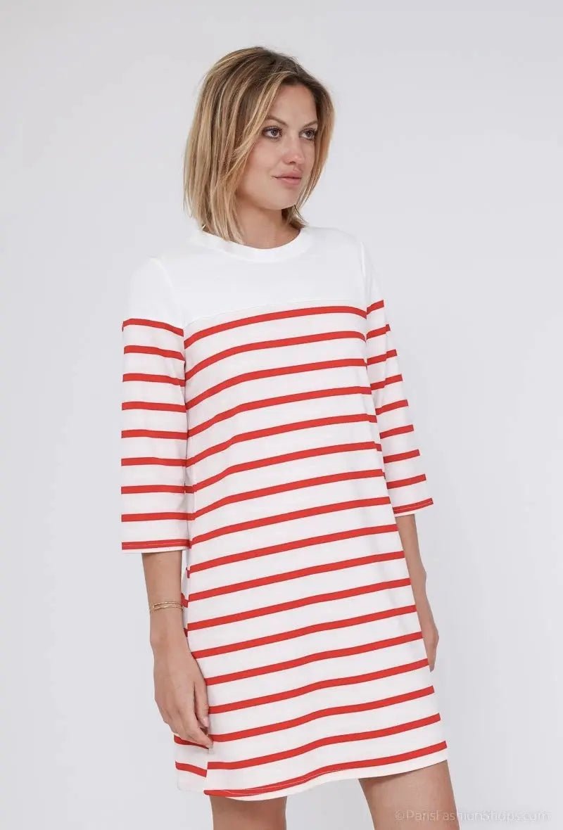 Robe rayée rouge Natacha - La boutique de Nannye