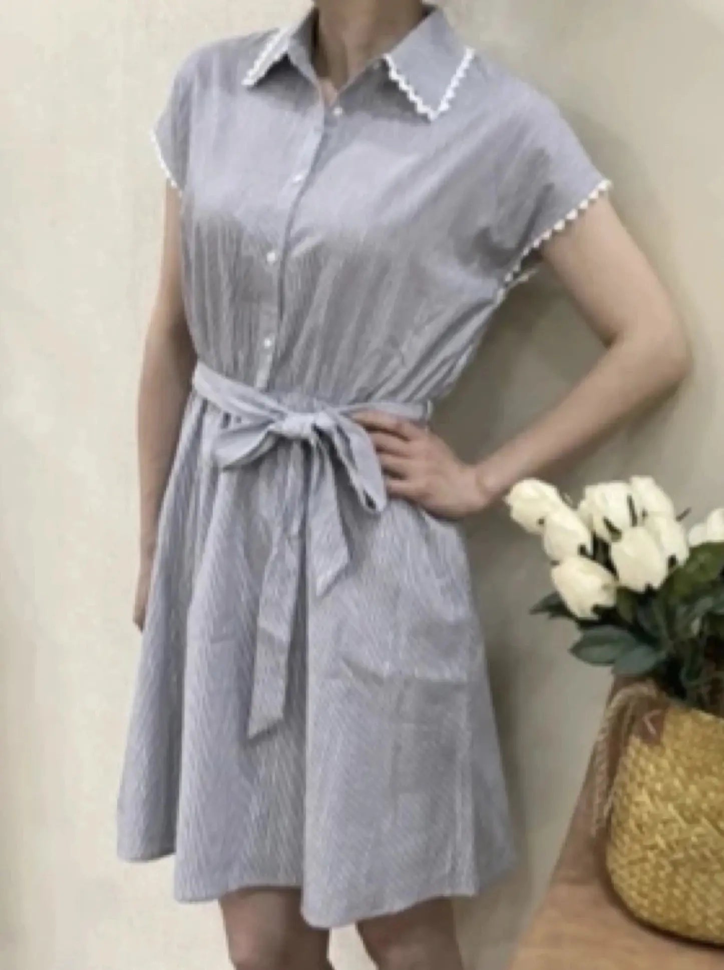 Robe Sophia grise fil argenté - La boutique de Nannye