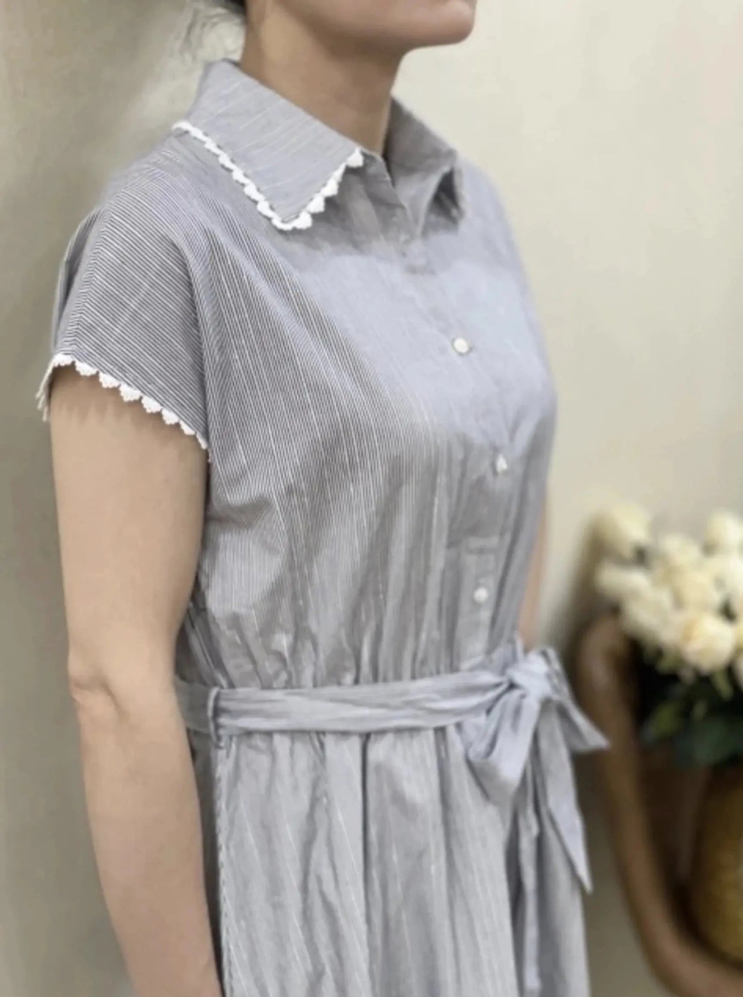 Robe Sophia grise fil argenté - La boutique de Nannye