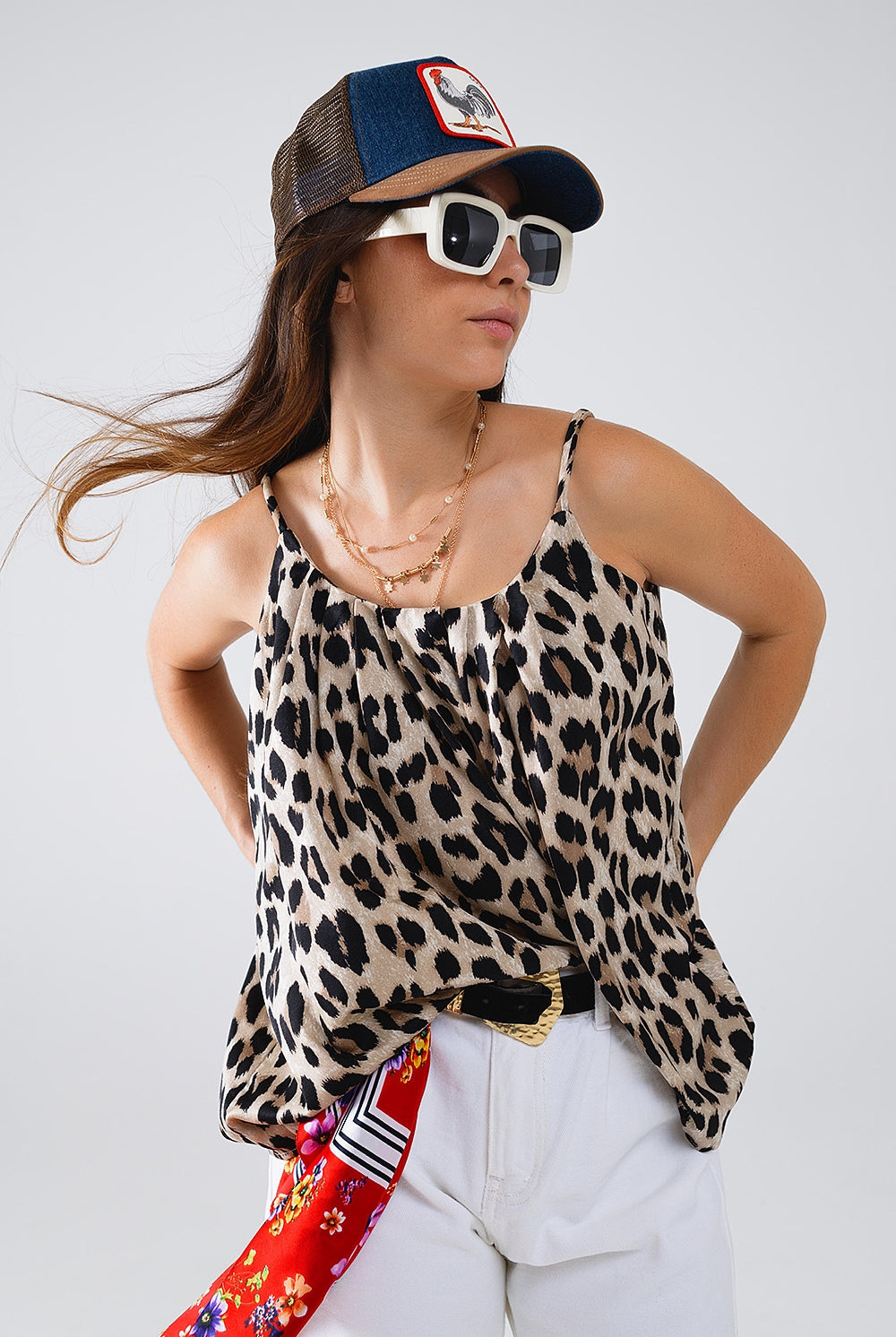 Q2 Top décontracté en imprimé léopard