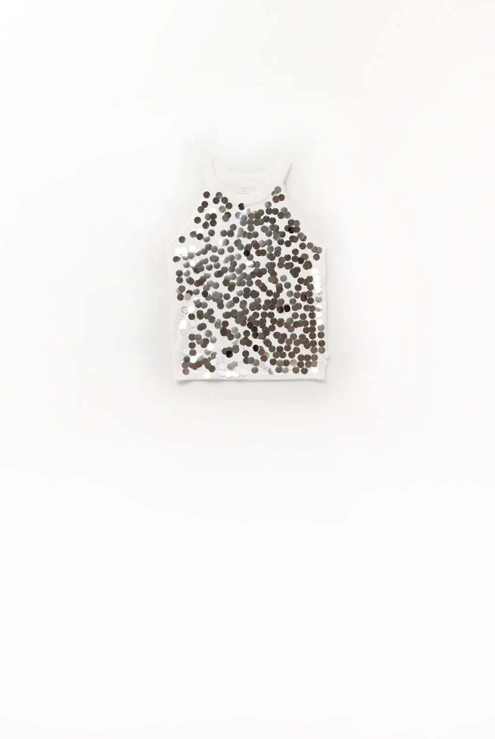 Q2 Top en maille blanche avec détails en paillettes