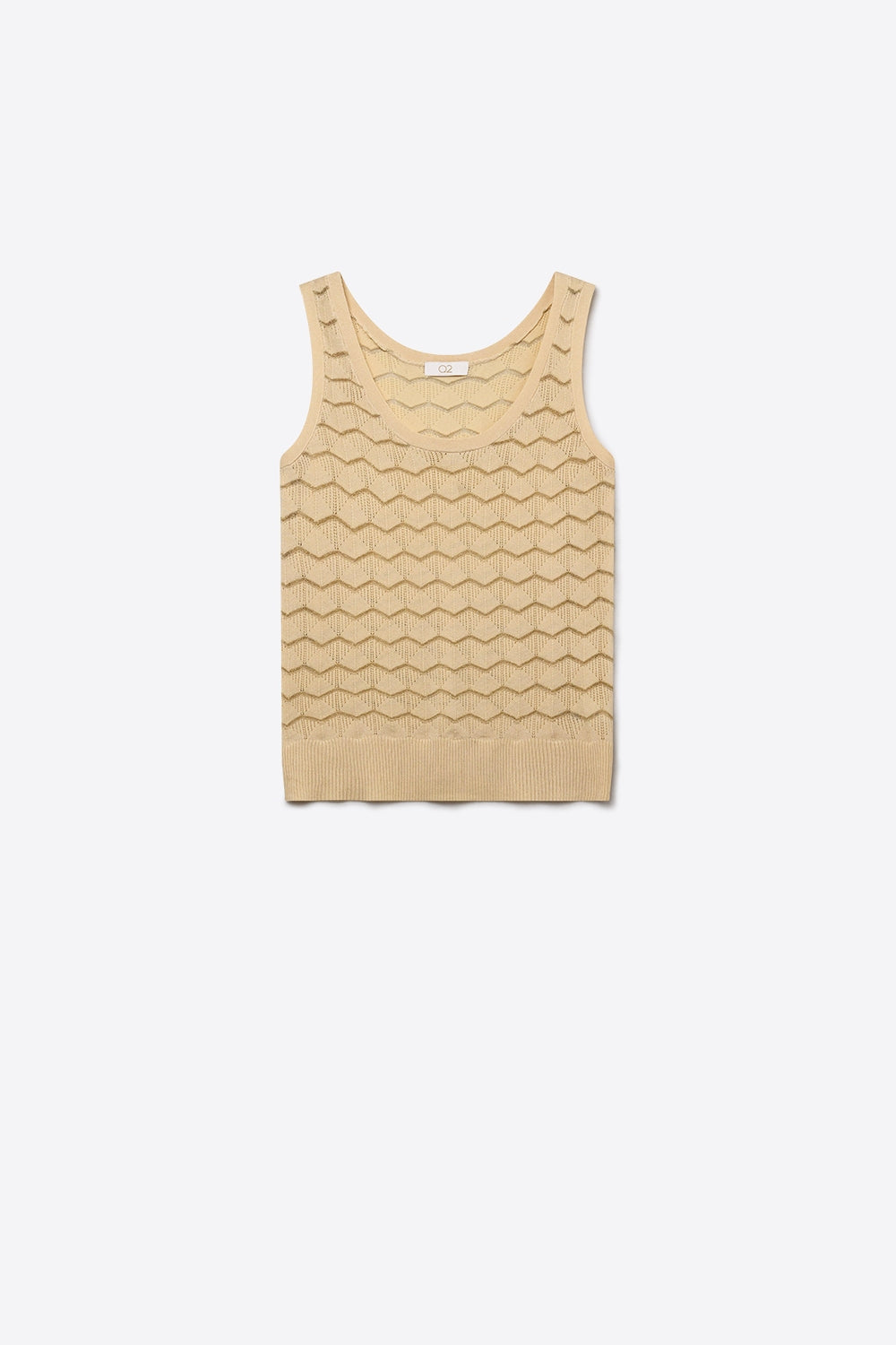 Q2 top sans manches texturé beige en maille géométrique