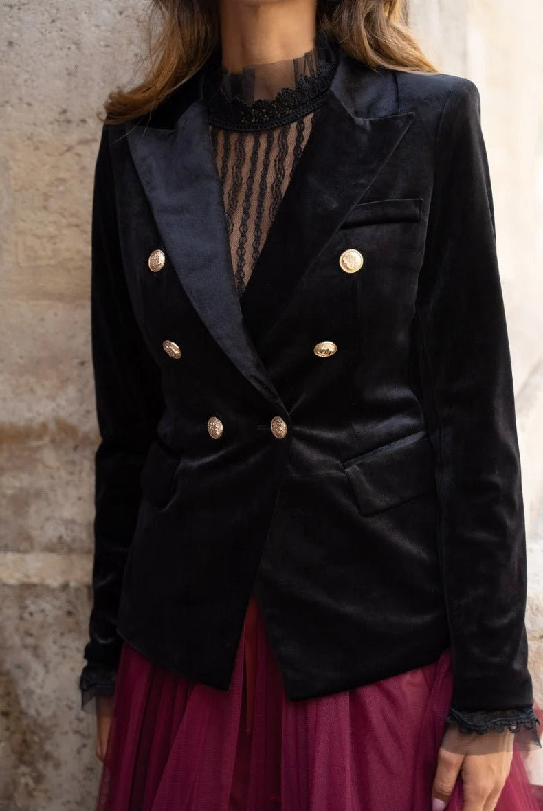 Veste Blazer en Velours - Élégance et Confort - La boutique de Nannye