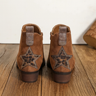Bottines en daim camel avec étoile léopard