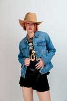 Veste en jean femme rock skull imprime dos