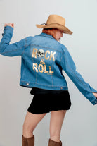 Veste en jean femme rock skull imprime dos