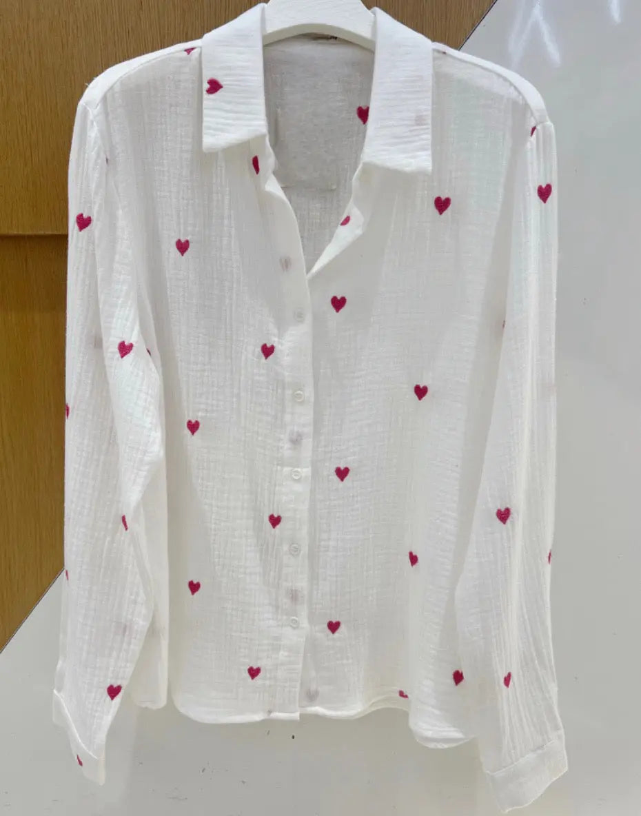 Chemise gaze de coton Coeur rose Marjorie 