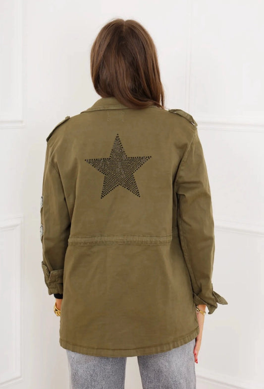 Veste militaire étoile strass au dos 