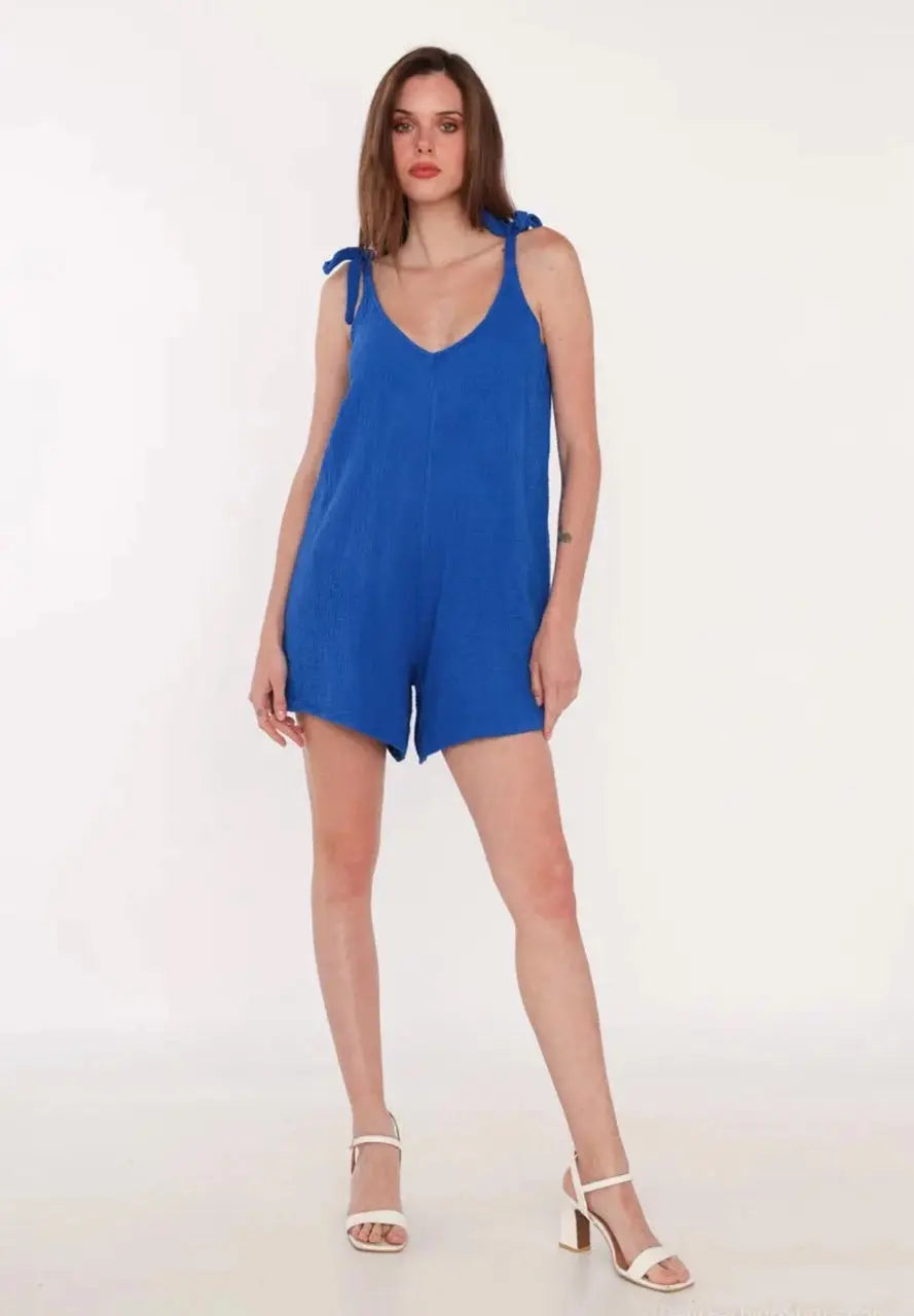 Combishort en gaze de coton Nino kaki 