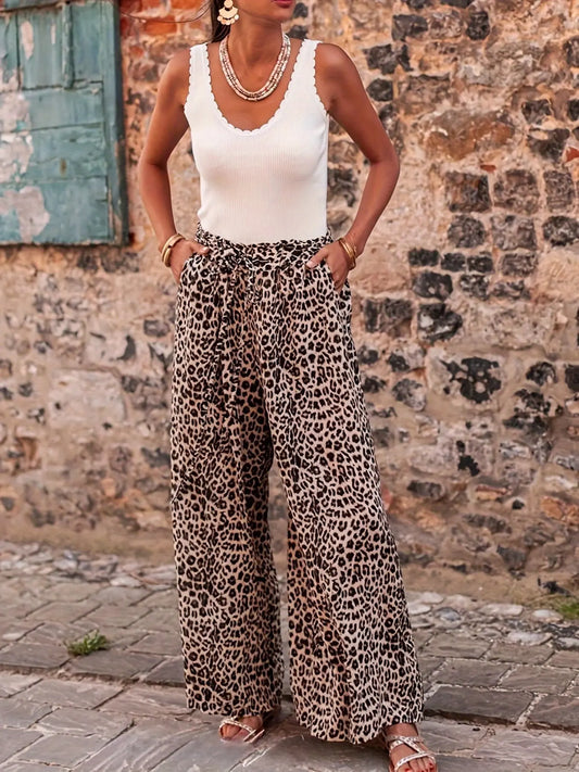 Pantalon large Gaspard imprimé léopard 