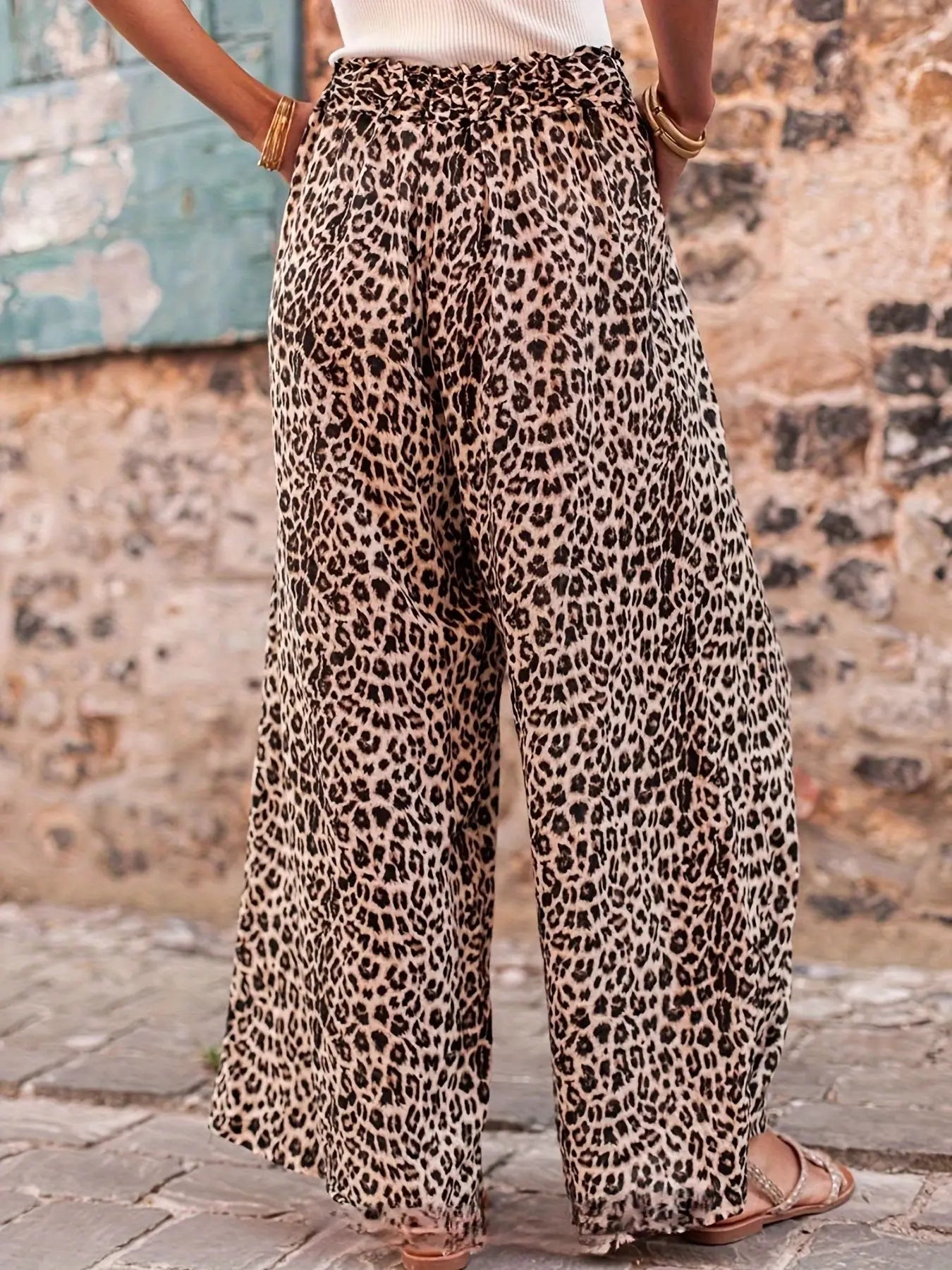 Pantalon large Gaspard imprimé léopard 