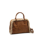 Sac bowling camel effet cuir avec finitions moumoute femme2