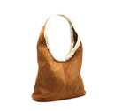Sac cabas camel effet daim avec pochette amovible femme2