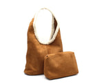 Sac cabas camel effet daim avec pochette amovible femme3