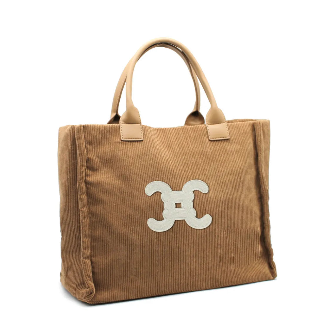 Sac cabas velours double C camel grand modèle