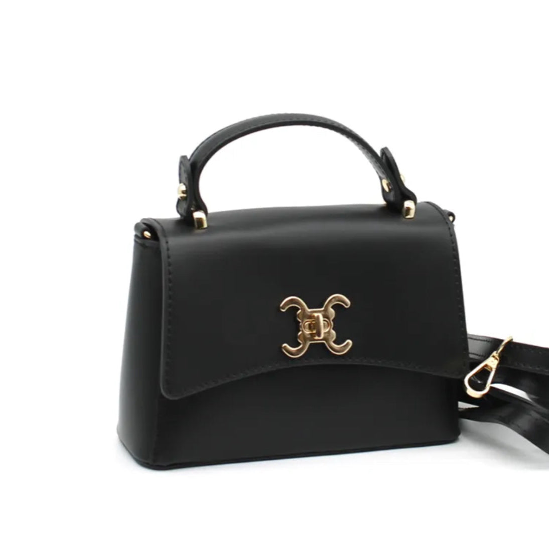 Sac midi en cuir double C NOIR