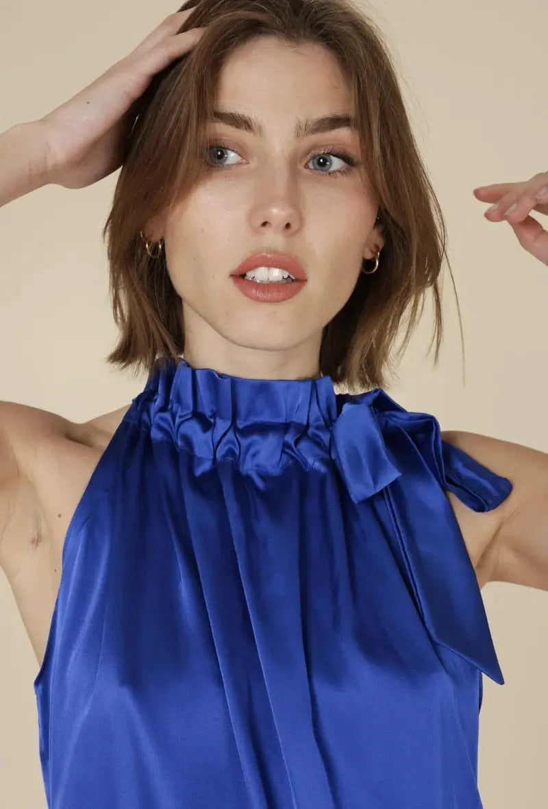 Top satin bleu Elisabeth 