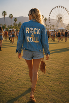 Veste en jean femme rock skull imprime dos