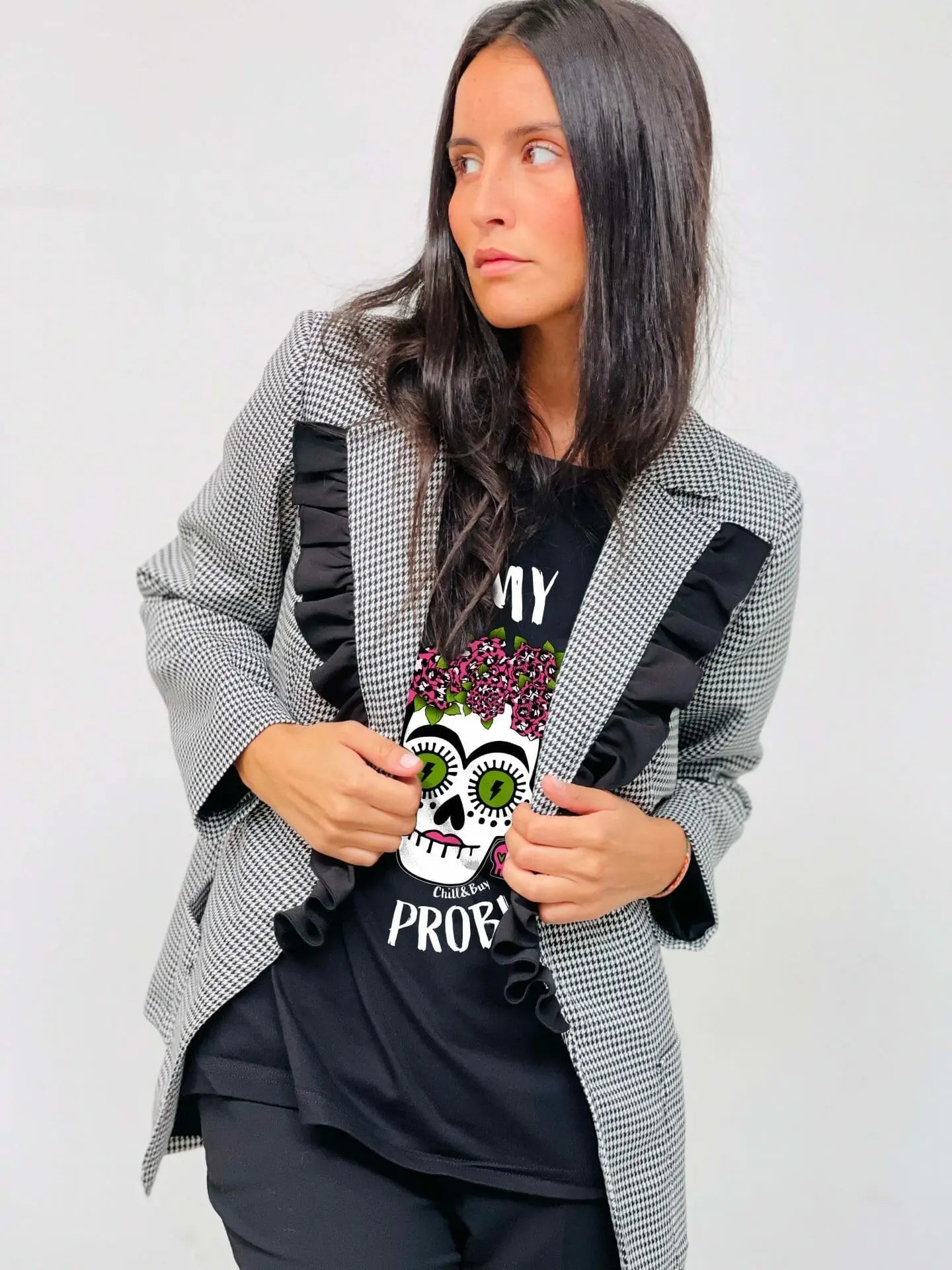 Blazer pied - de - poule "Katryna" – Élégance et Originalité - La boutique de Nannye