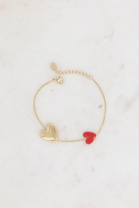 BRACELET CHAINE DOUBLE COEUR 