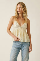 Q2 Camisole à Col en V avec Sequins Ornés Blanc Cassé