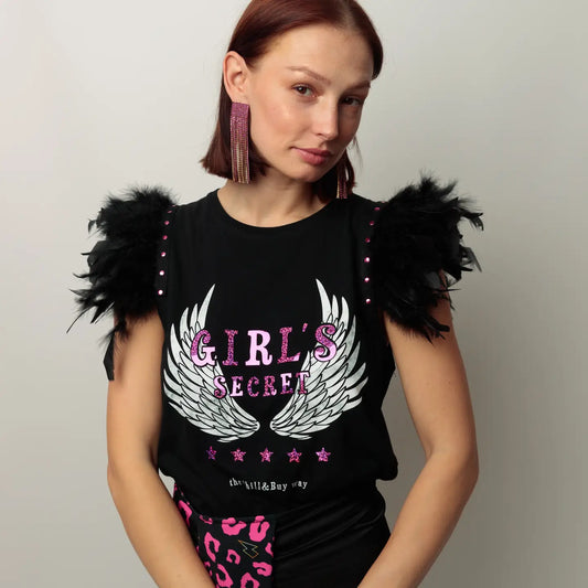 T-shirt Feathers Secret : Originalité et Glamour au Quotidien 