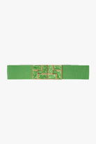 Q2 Ceinture élastique verte avec boucles carrées