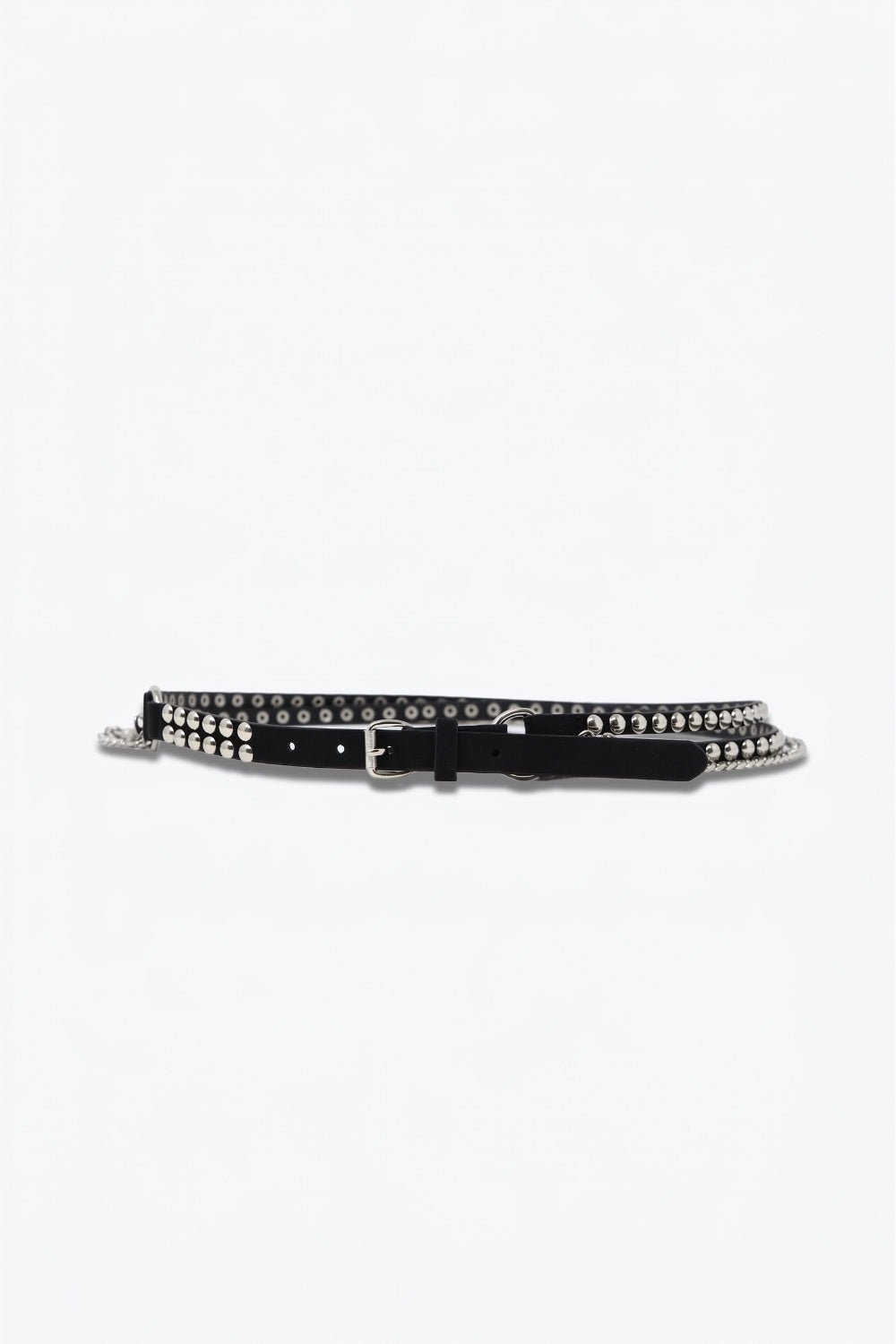 Q2 Ceinture noire avec clous et chaînes pendantes