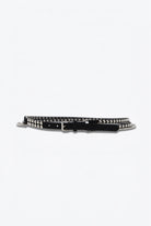 Q2 Ceinture noire avec clous et chaînes pendantes