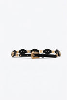 Q2 Ceinture noire en similicuir ornée de coeurs avec boucle western