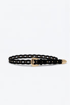 Q2 Ceinture noire tressée en faux suède avec boucle dorée Accessoire